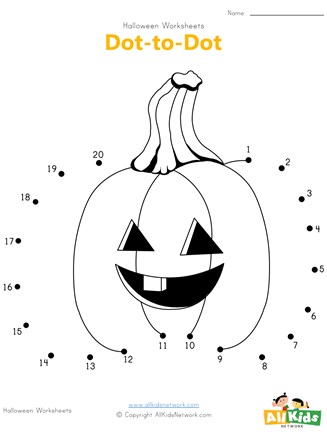 Halloween pumpkin dot to dot all kids network