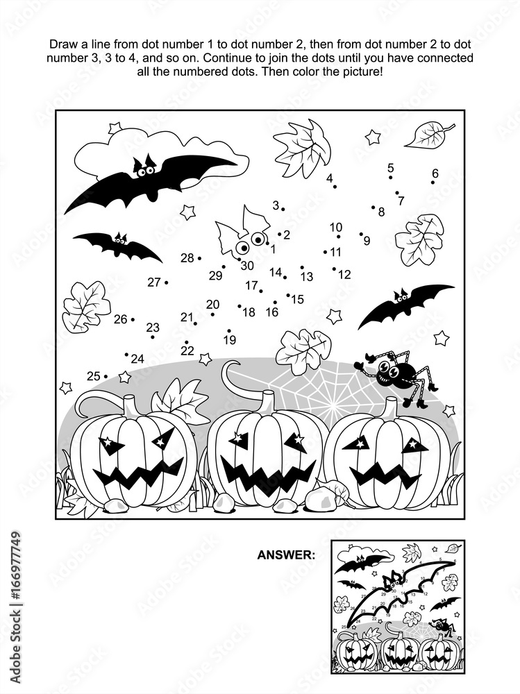 Connect the dots picture puzzle and coloring page