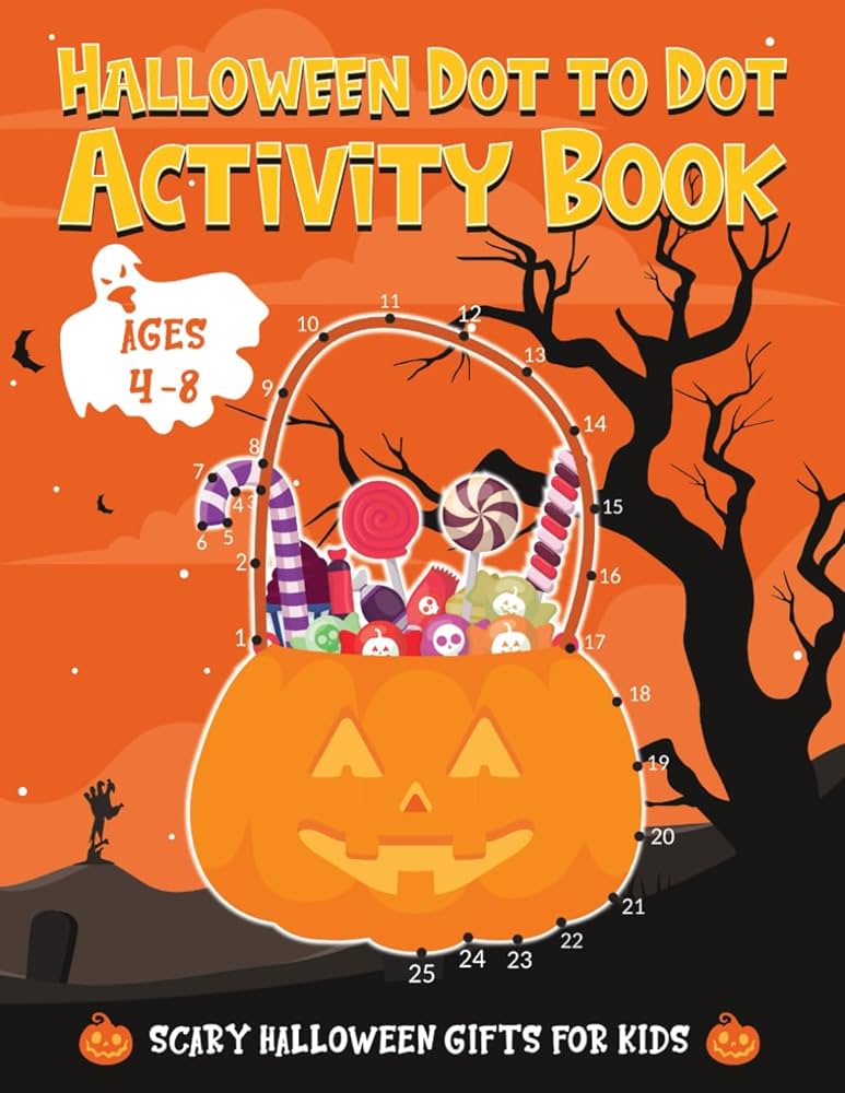 Halloween dot to dot activity book halloween gifts for kids connect the dots and coloring book for kids ages