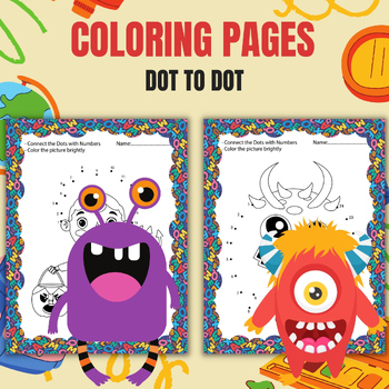 Printable monsters pumpkin dot to dot connect the dots coloring sheets