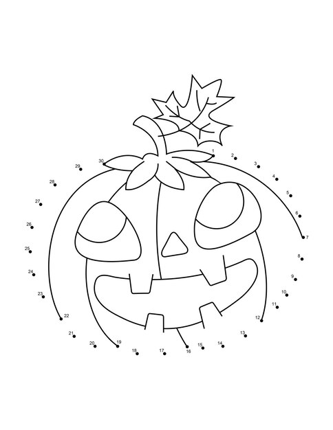 Premium vector halloween dot to dot coloring pages halloween connect the dot page