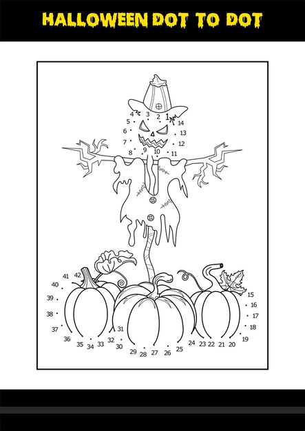 Premium vector halloween dot to dot coloring page for kids line art coloring page design for kids