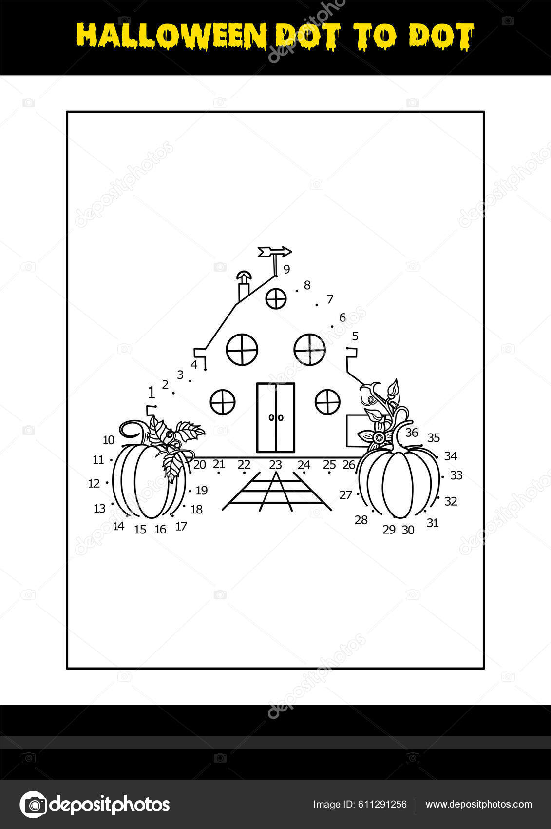 Halloween dot dot coloring page kids line art coloring page stock vector by nipunkundu