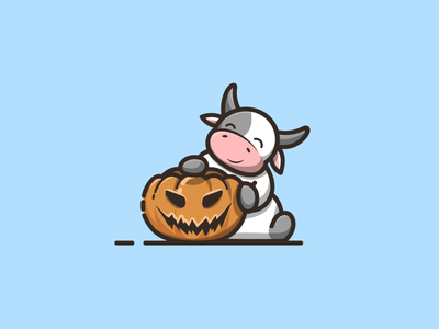 Cow with pumpkin designs themes templates and downloadable graphic elements on