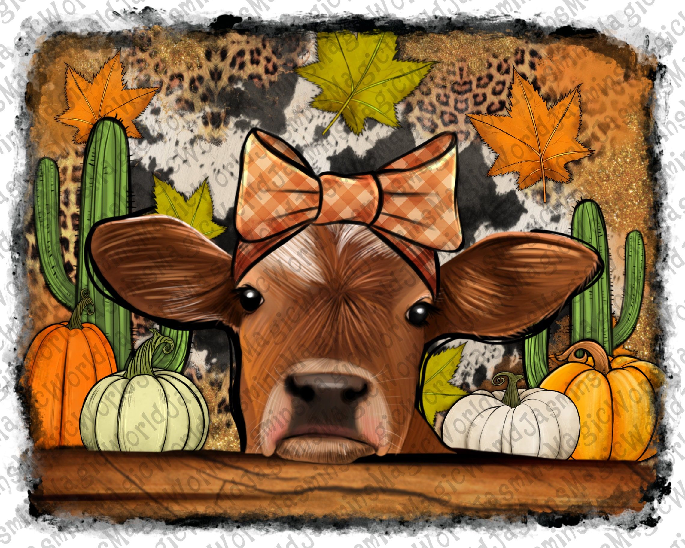 Fall cow png fall pumpkin cow sublimation design halloween