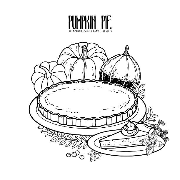 Pie coloring page stock illustrations royalty