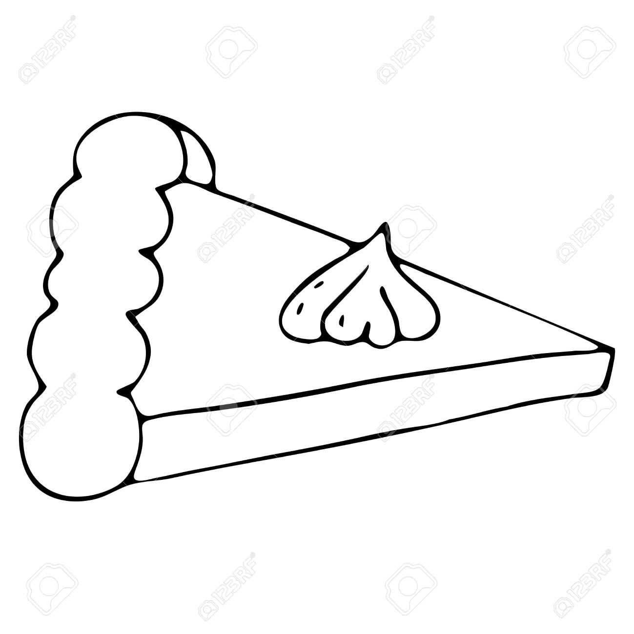 A slice of pumpkin pie freehand drawing vector element in doodle style coloring book black outline royalty free svg cliparts vectors and stock illustration image