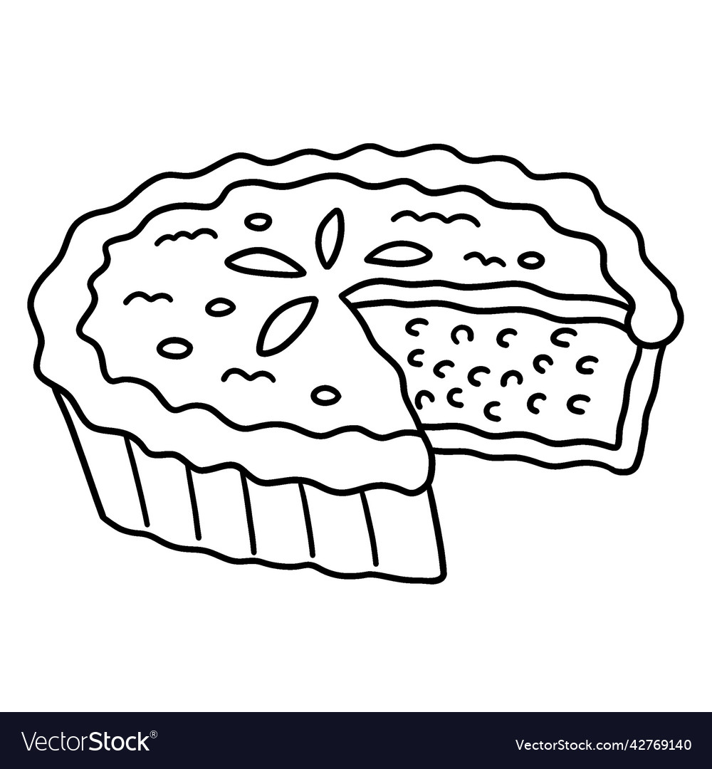 Thanksgiving pumpkin pie isolated coloring page vector image