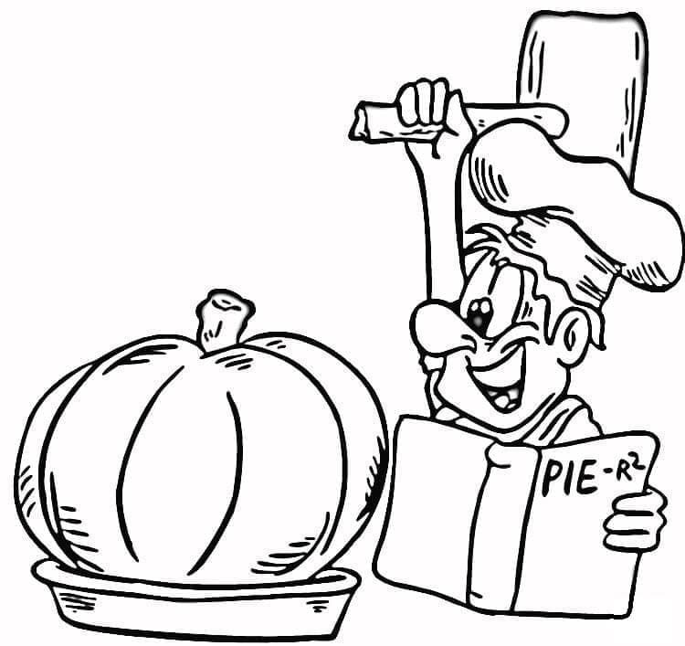 Chef with pumpkin coloring page