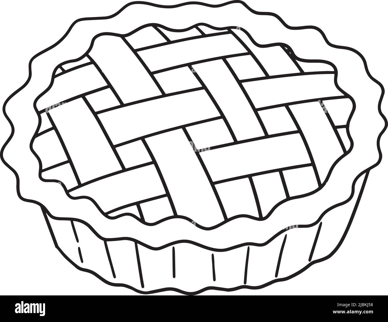 Thanksgiving apple pie isolated coloring page stock vector image art