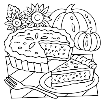Premium vector thanksgiving pumpkin pie coloring page for kids
