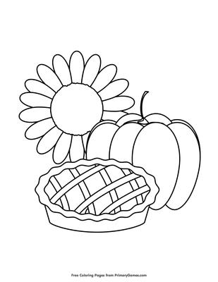 Sunflower pumpkin and pie coloring page â free printable pdf from