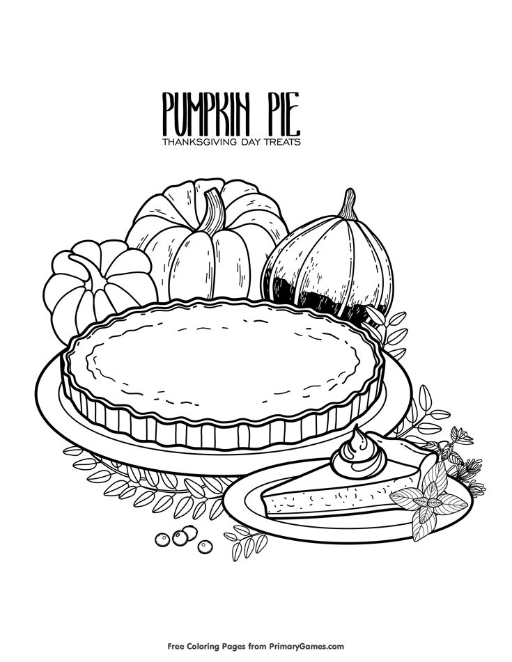 Pumpkin pie coloring page â free printable ebook coloring pages thanksgiving coloring pages halloween coloring pages