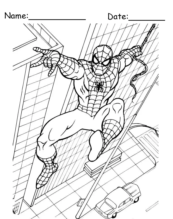 Building swing spiderman coloring pages
