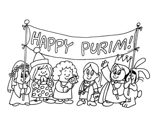 Purim printable coloring page