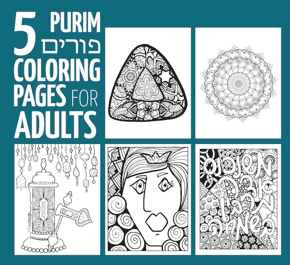 Purim coloring pages for adults printable jewish holiday crafts for teens and grown