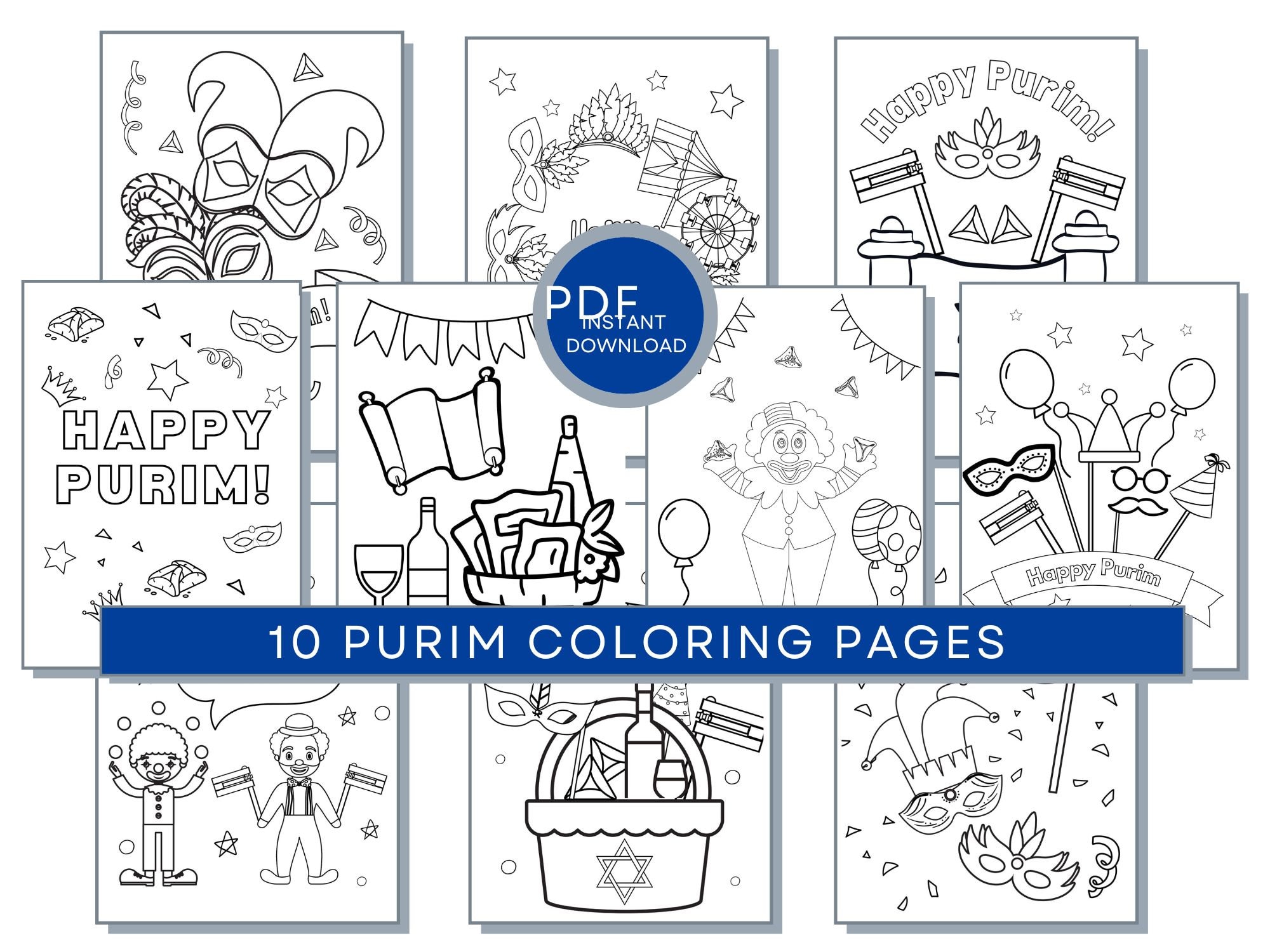 Purim coloring pages purim printables jewish coloring pages jewish holiday coloring pages mishloach manot happy purim coloring pdf
