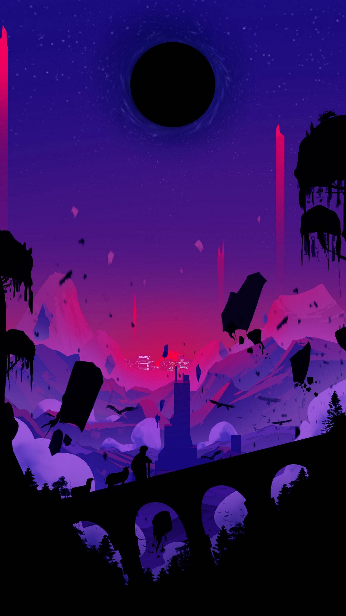 Download dark purple anime aesthetic wallpaper