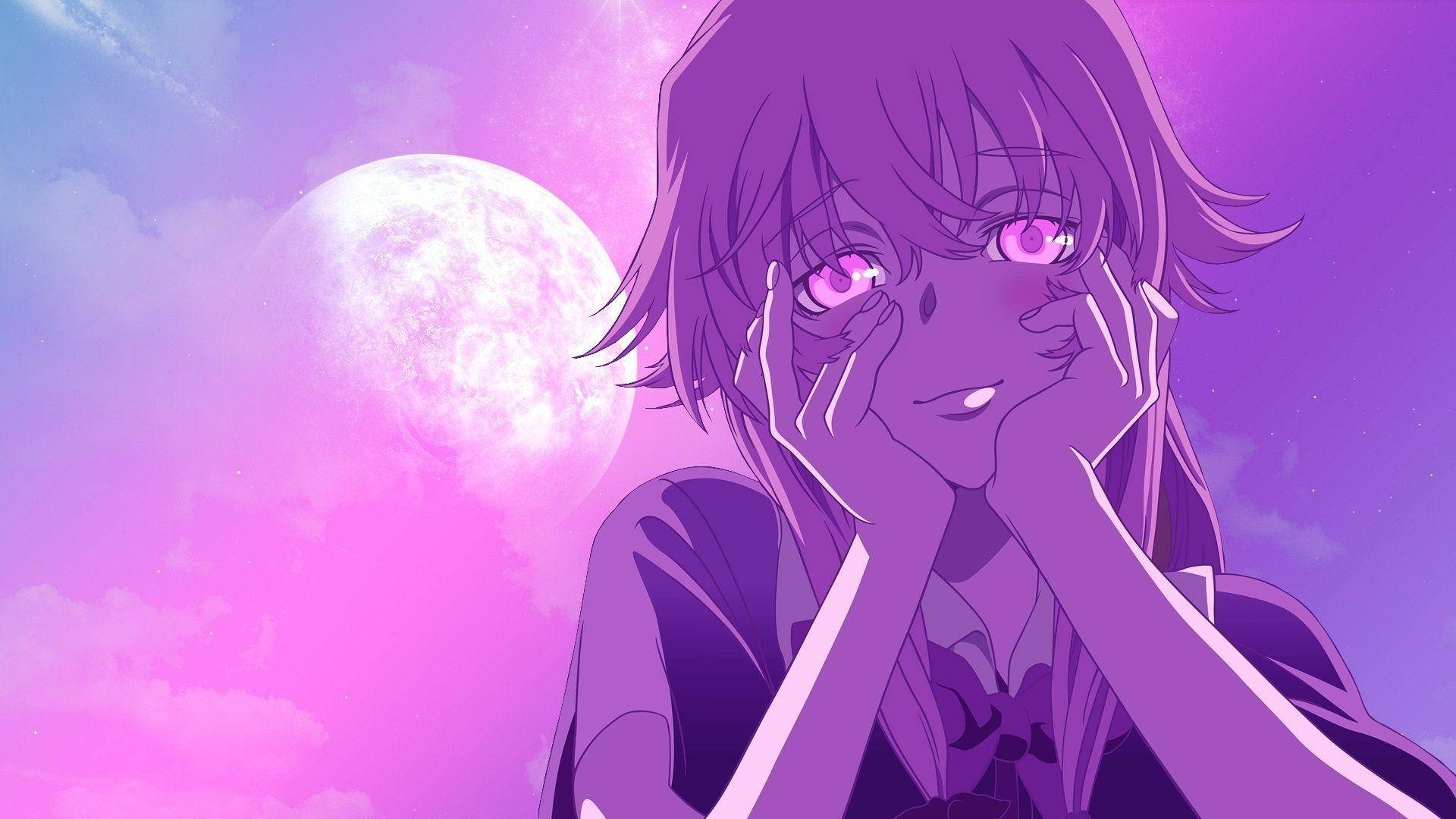 Download purple anime aesthetic yuno gasai wallpaper