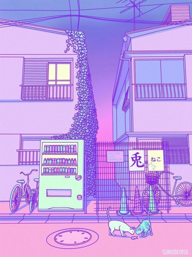 Purple street aesthetic pastel aesthetic aesthetic japan anime scenery wallpaper