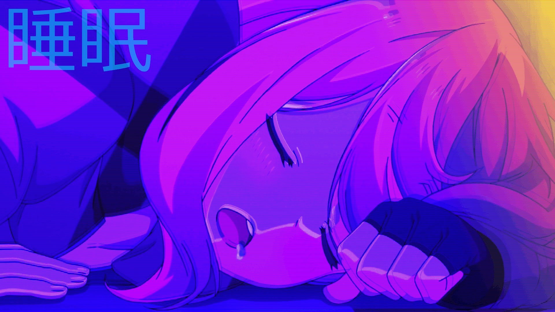Purple aesthetic edit vaporwave wallpaper anime wallpaper aesthetic anime