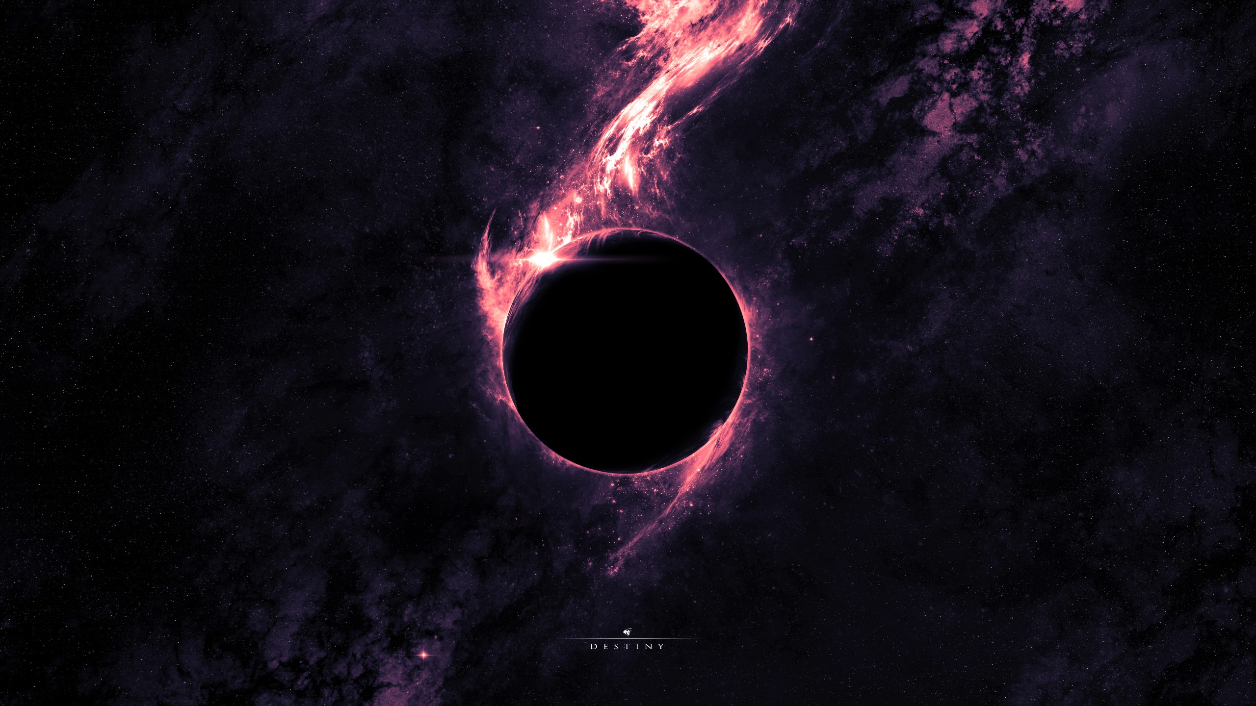 Fantasy art purple space black holes planet eclipse