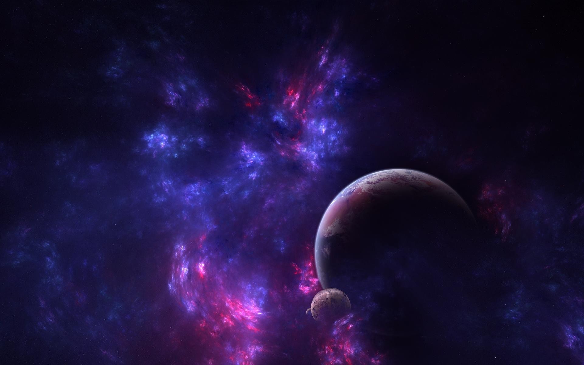 Moon d galaxy purple planet blue space