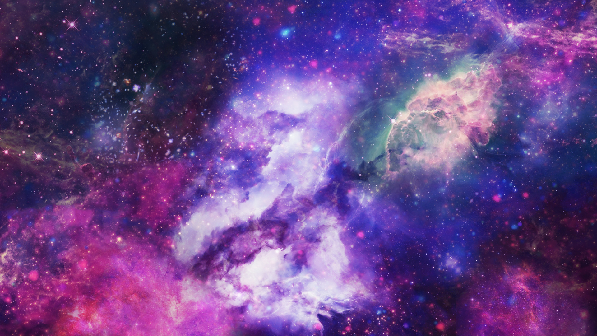 Purple and blue galaxy illustration full hd