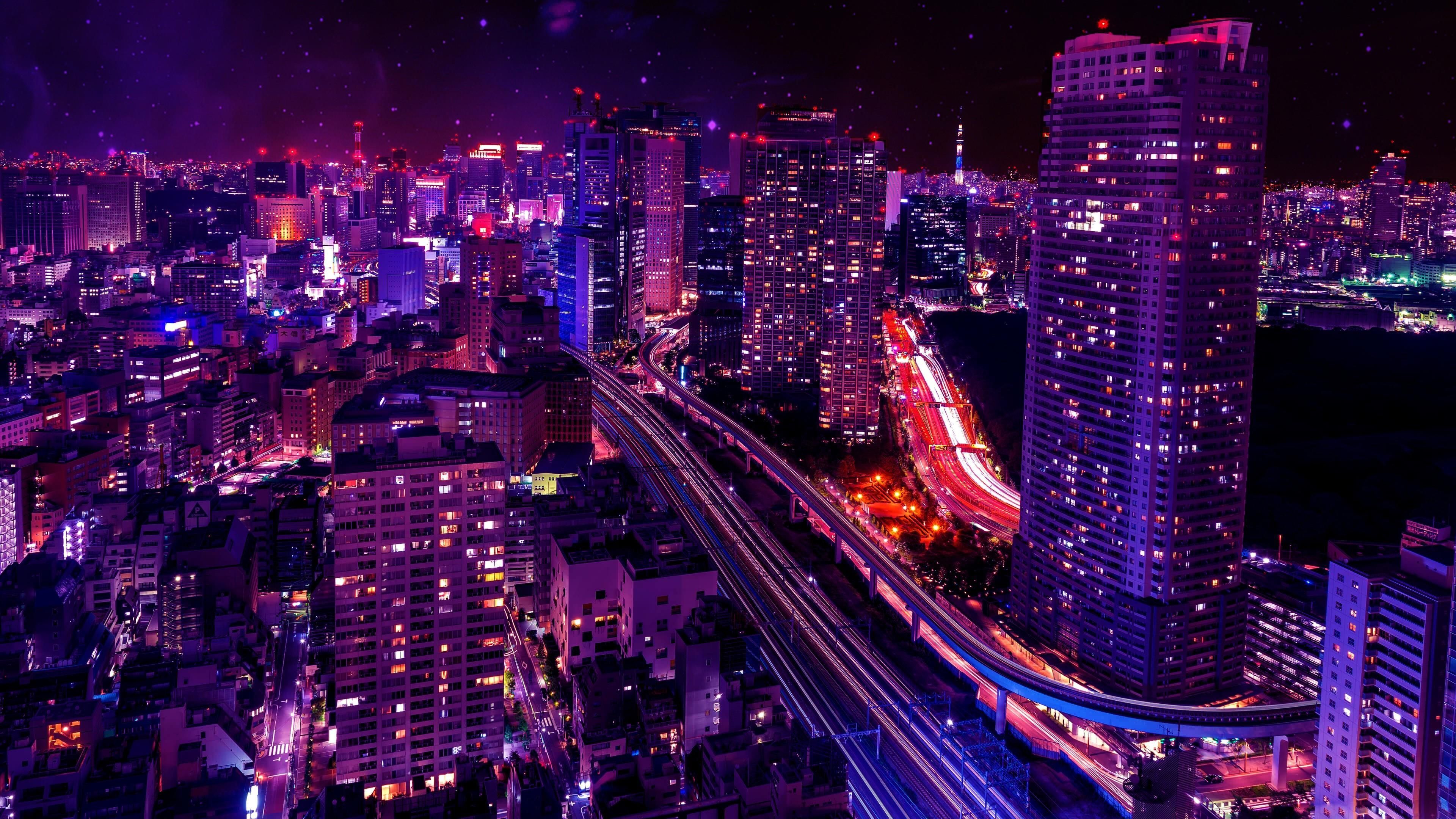Purple tokyo city wallpapers