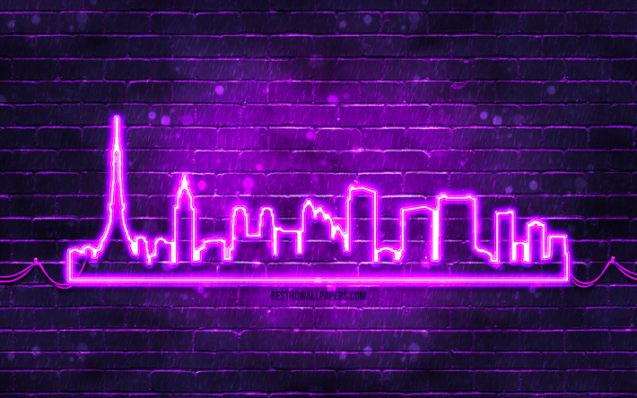 Download wallpapers tokyo violet neon silhouette k violet neon lights tokyo skyline silhouette violet brickwall japanese cities neon skyline silhouettes japan tokyo silhouette tokyo for desktop free pictures for desktop free