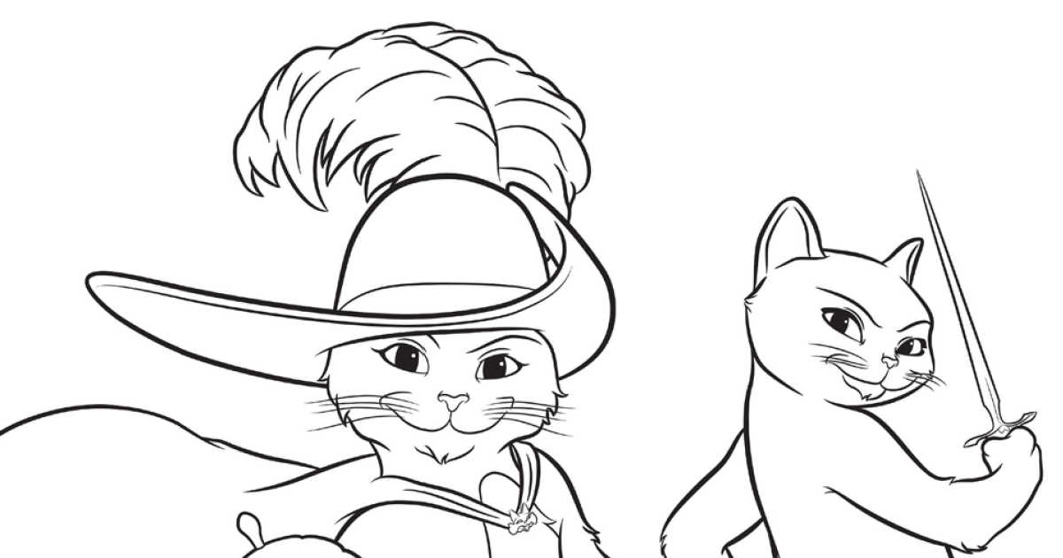 Puss in boots characters coloring page