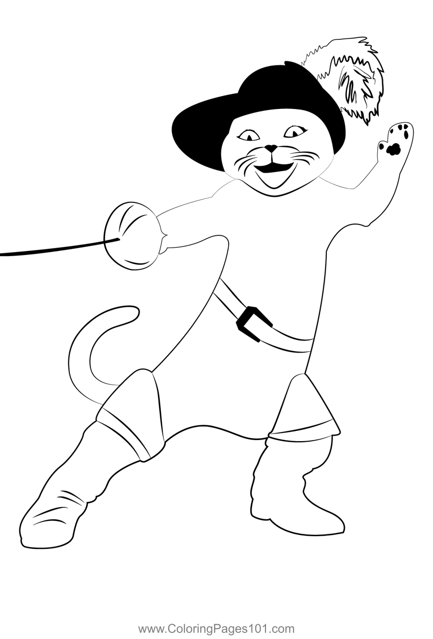 Puss coloring page for kids