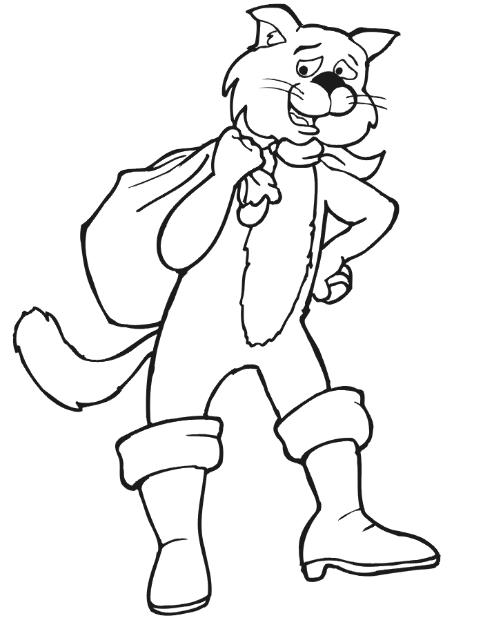 Puss in boots coloring page puss with his boots sack