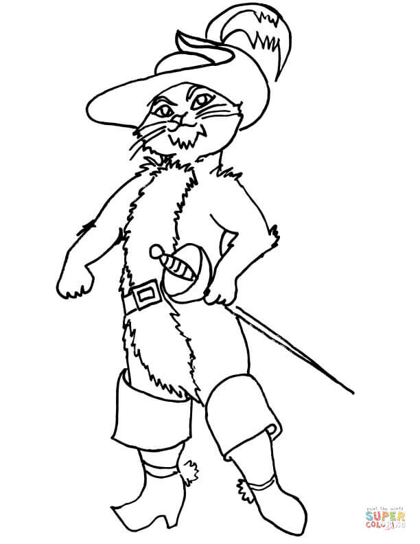 Puss in boots coloring page free printable coloring pages