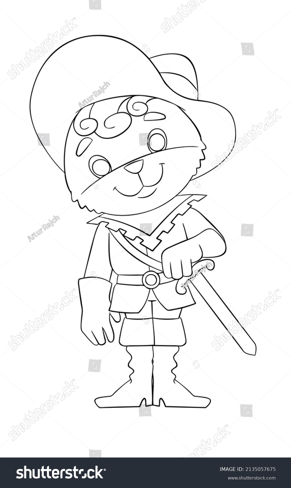 Puss boots element coloring page cartoon stock vector royalty free