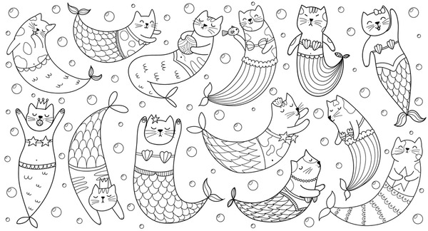 Thousand coloring book cat royalty