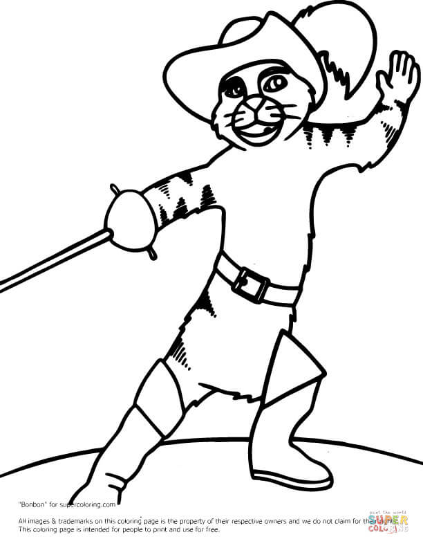Puss in boots fighting coloring page free printable coloring pages