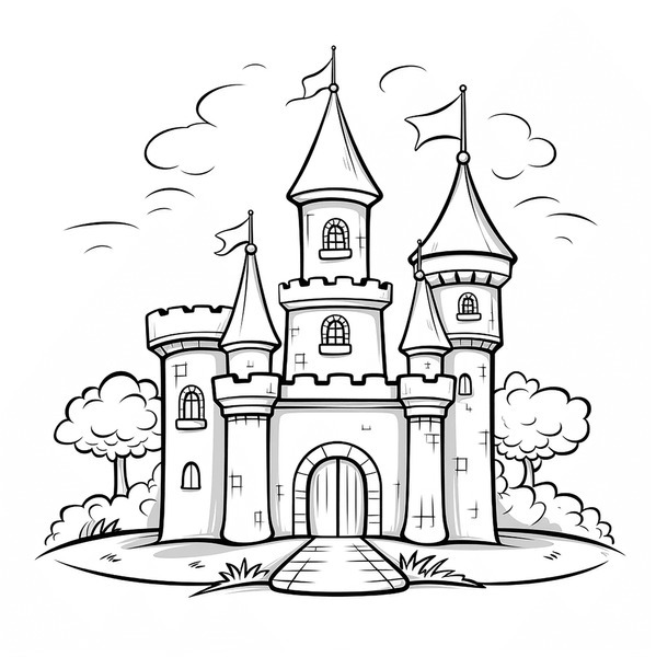 Thousand coloring page castle royalty