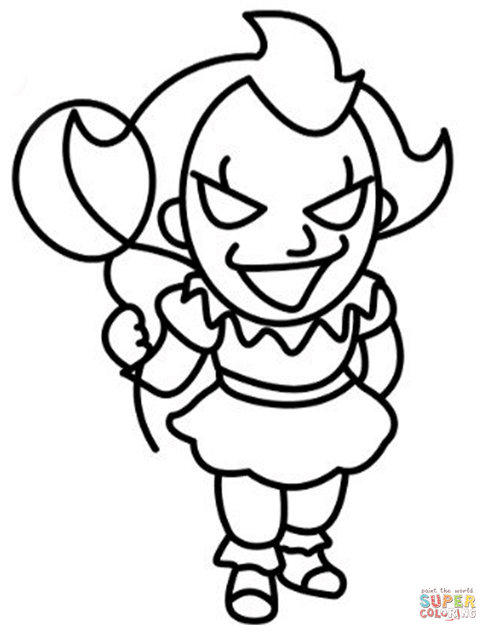 Chibi evil clown pennywise coloring page free printable coloring pages