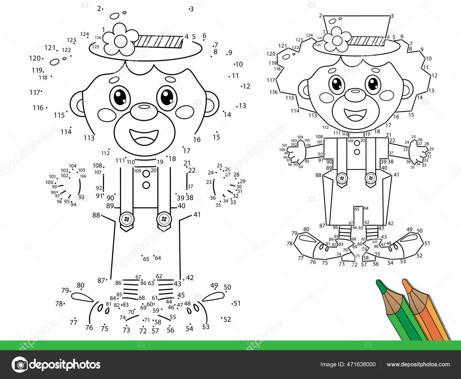 Puzzle game kids numbers game coloring page outline cartoon circus stock vector by oleon