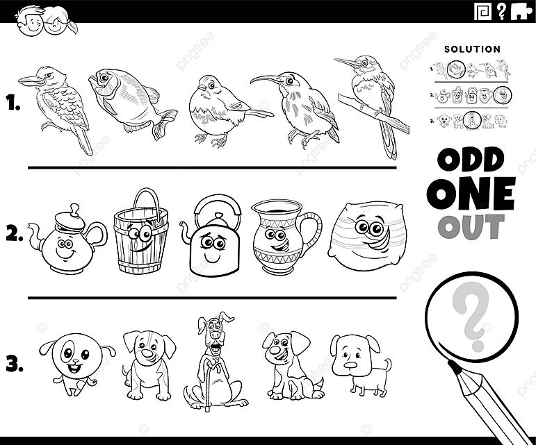 Coloring page of a puzzle featuring cartoon characterscan you spot the outlier vector senior kookaburra teapot png and vector with transparent background for free download