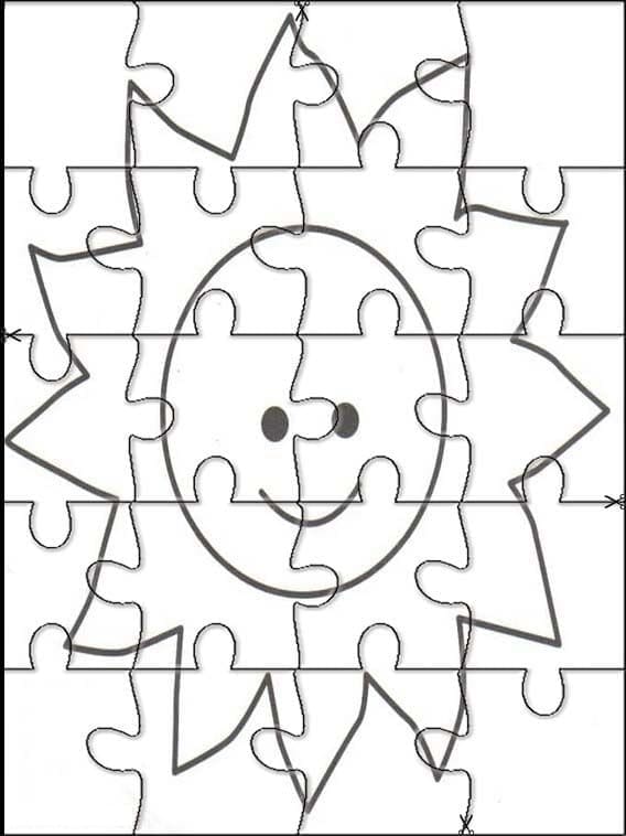 Cartoon jigsaw puzzle coloring page