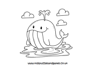 Whale cartoon louring page