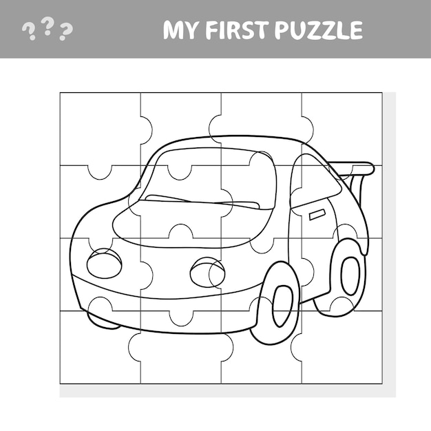 Premium vector cartoon illustration of puzzle game for preschool children with car