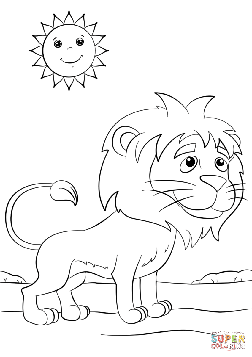 Cute cartoon lion coloring page free printable coloring pages