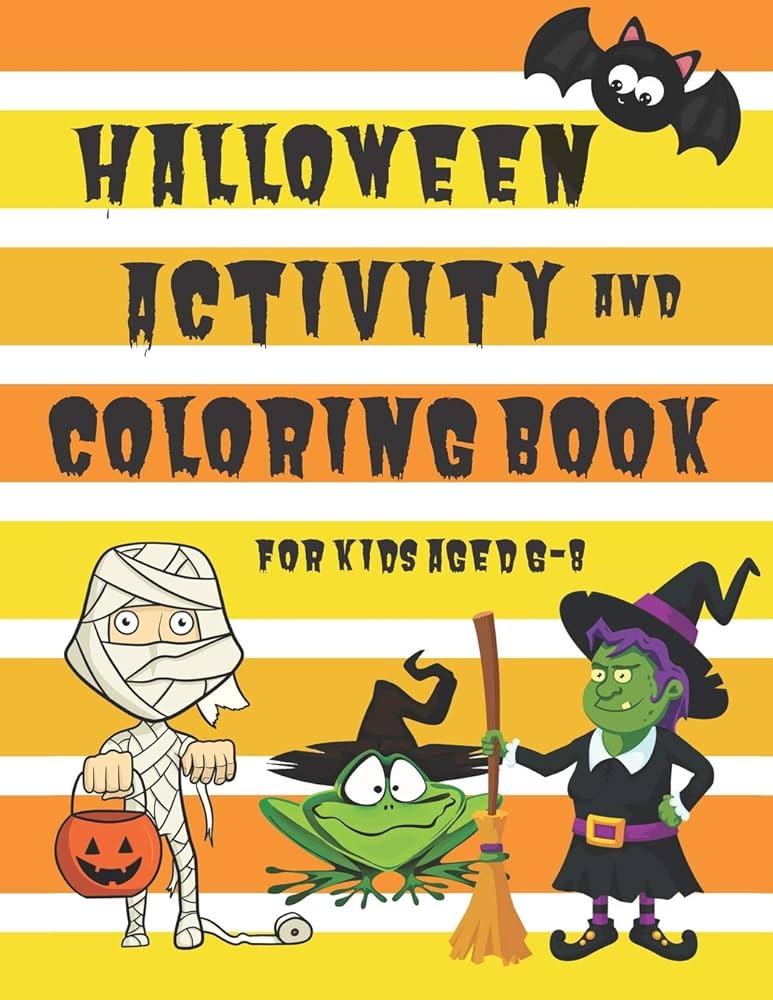 Halloween activity and coloring book for kids aged