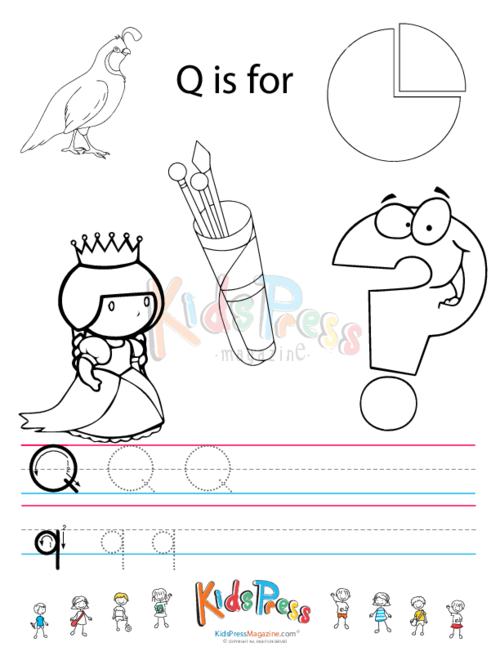 Alphabet tracing worksheet â q