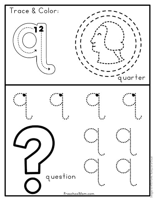 Letter q preschool printables