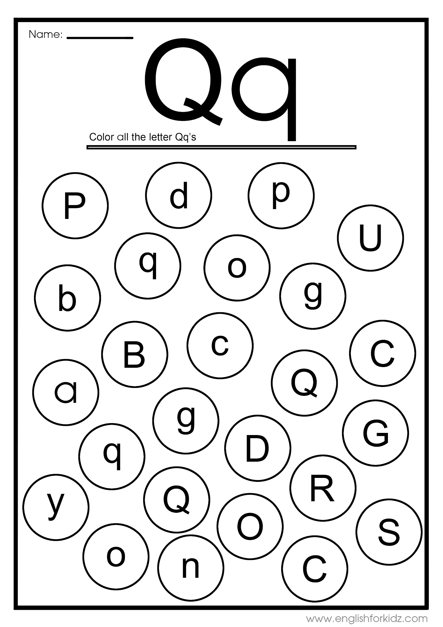English for kids step by step letter q worksheets flash cards coloring pages