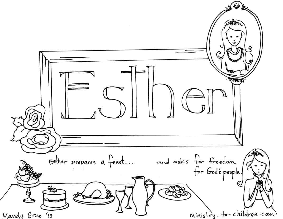 Book of esther bible coloring page